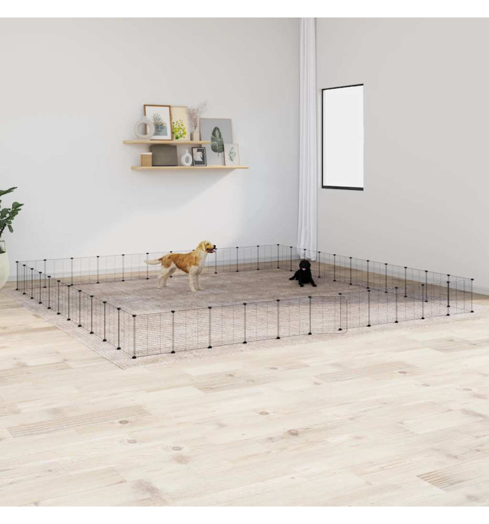 Cage animaux de compagnie à 44 panneaux et porte Noir 35x35 cm | Mobilier & Déco