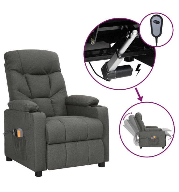 Fauteuil électrique de massage Gris foncé Tissu | Mobilier & Déco
