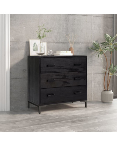 Commode Noir 75x35x70 cm Bois de pin massif | Mobilier & Déco
