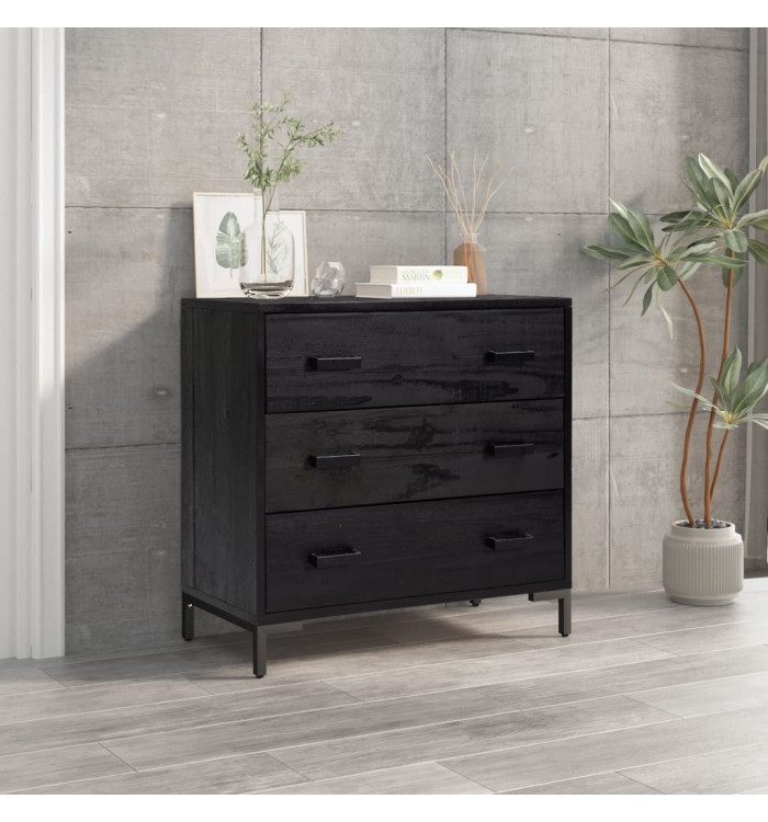 Commode Noir 75x35x70 cm Bois de pin massif | Mobilier & Déco