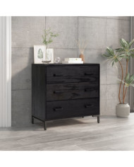 Commode Noir 75x35x70 cm Bois de pin massif | Mobilier & Déco