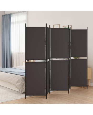 Cloison de séparation 5 panneaux Marron 250x200 cm Tissu | Mobilier & Déco