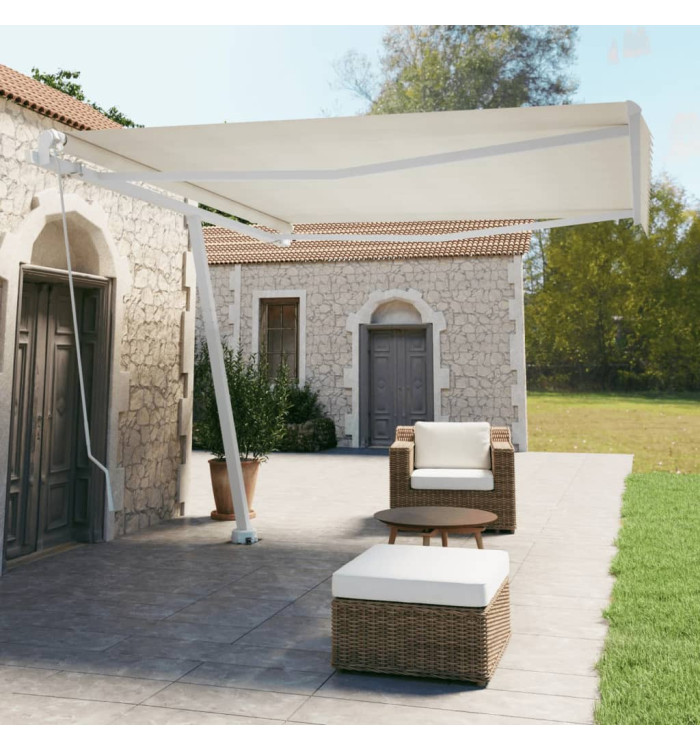 Auvent manuel rétractable sur pied 400x350 cm Crème | Mobilier & Déco