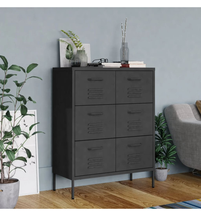 Armoire à tiroirs Anthracite 80x35x101,5 cm Acier | Mobilier & Déco