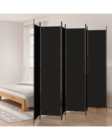 Cloison de séparation 6 panneaux Noir 300x220 cm Tissu | Mobilier & Déco