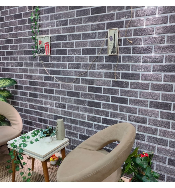 Panneaux muraux 3D au design de brique gris et noir 10 pcs EPS | Mobilier & Déco