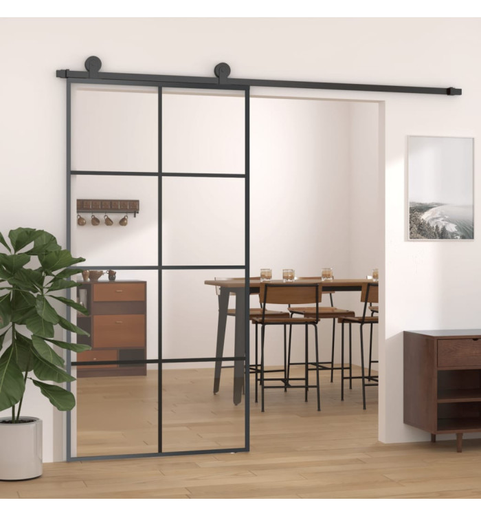 Porte coulissante Noir 102,5x205 cm Verre ESG et aluminium | Mobilier & Déco