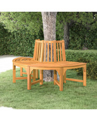 Banc demi-circulaire tour d'arbre Ø160cm bois massif eucalyptus | Mobilier & Déco