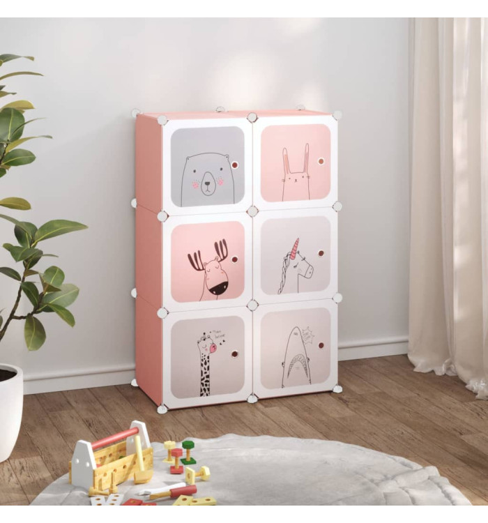 Armoire de rangement pour enfants avec 6 cubes Rose PP | Mobilier & Déco