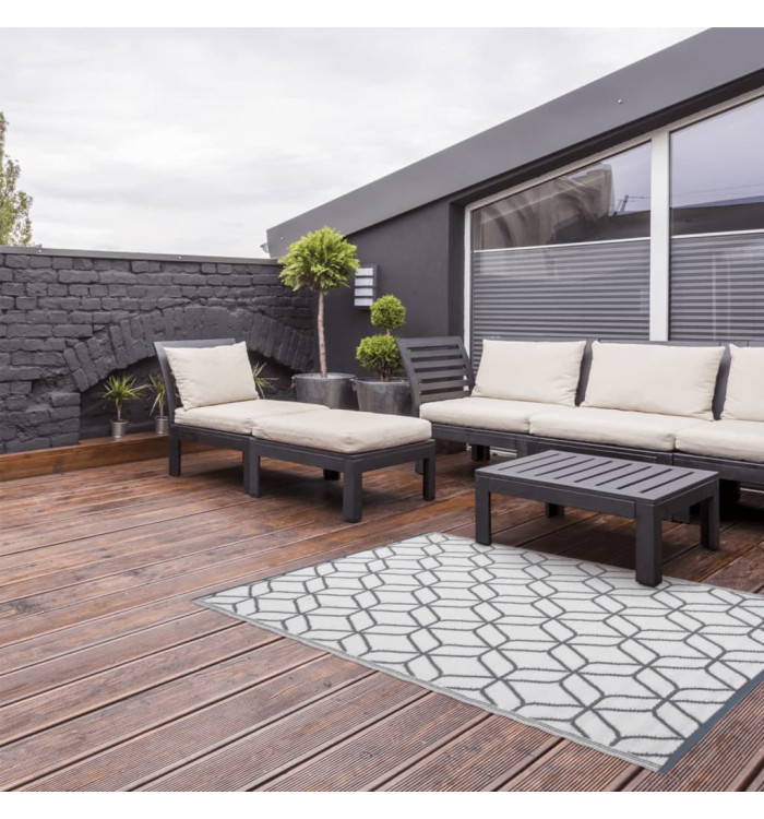 Esschert Design Tapis d'extérieur 180x121 cm Gris et blanc OC25 | Mobilier & Déco