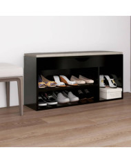 Banc à chaussures et coussin Noir 104x30x49cm Bois d'ingénierie | Mobilier & Déco