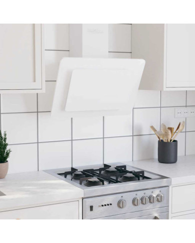 Hotte murale 60 cm Acier inoxydable et verre trempé Blanc | Mobilier & Déco