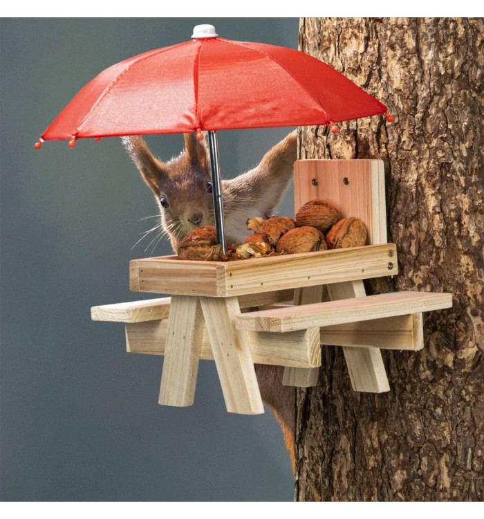 HI Mangeoire pour écureuils avec parapluie Beige | Mobilier & Déco