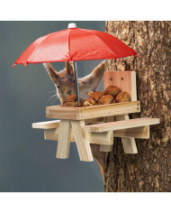 HI Mangeoire pour écureuils avec parapluie Beige | Mobilier & Déco