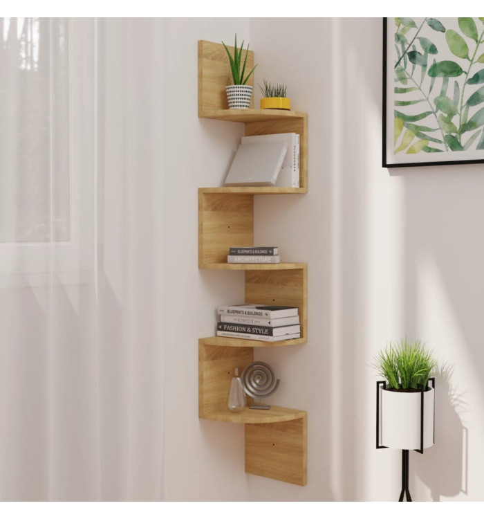 Étagère d'angle murale chêne sonoma 19x19x123cm bois ingénierie | Mobilier & Déco