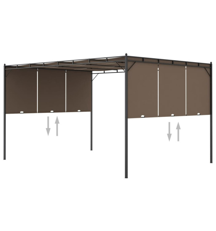 Belvédère de jardin avec rideau latéral 4x3x2,25 m Taupe | Mobilier & Déco