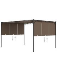 Belvédère de jardin avec rideau latéral 4x3x2,25 m Taupe | Mobilier & Déco