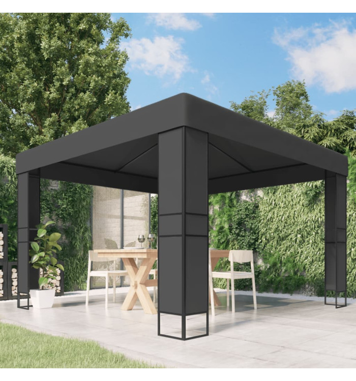 Tonnelle avec toit double 3x3 m Anthracite | Mobilier & Déco