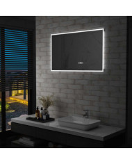 Miroir à LED et capteur tactile et affichage d'heure 100x60 cm | Mobilier & Déco