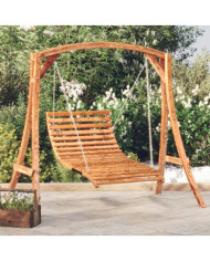 Lit balançoire Bois courbé avec finition en teck 115x147x46 cm | Mobilier & Déco