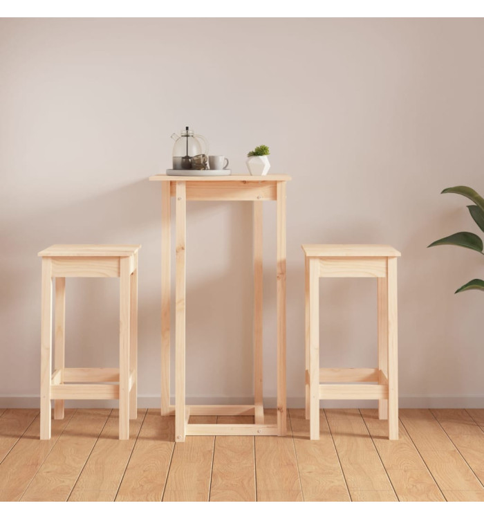 Ensemble de bar 3 pcs Bois de pin massif | Mobilier & Déco