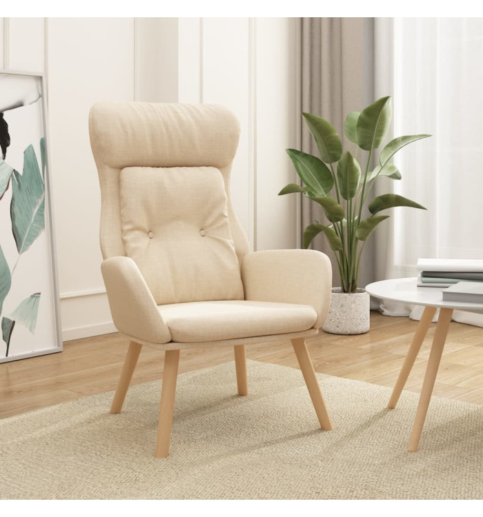 Chaise de relaxation Crème Tissu | Mobilier & Déco