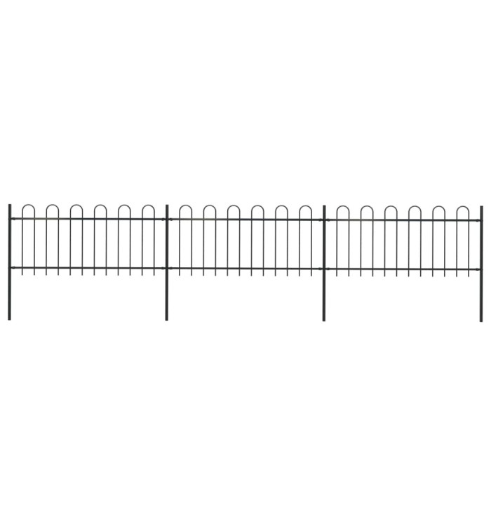 Clôture de jardin avec dessus en cerceau Acier 5,1 x 0,8 m Noir | Mobilier & Déco