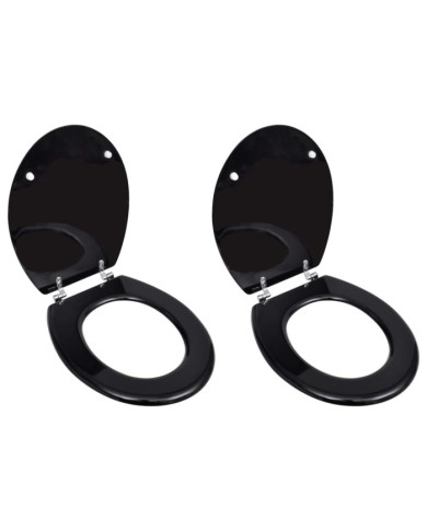 Sièges de toilette avec couvercles 2 pcs MDF Noir | Mobilier & Déco