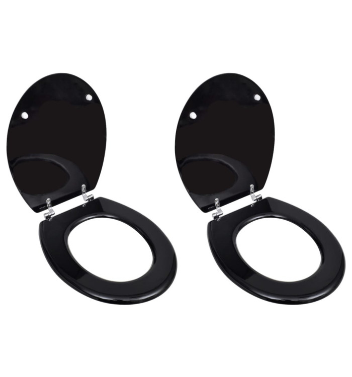 Sièges de toilette avec couvercles 2 pcs MDF Noir | Mobilier & Déco