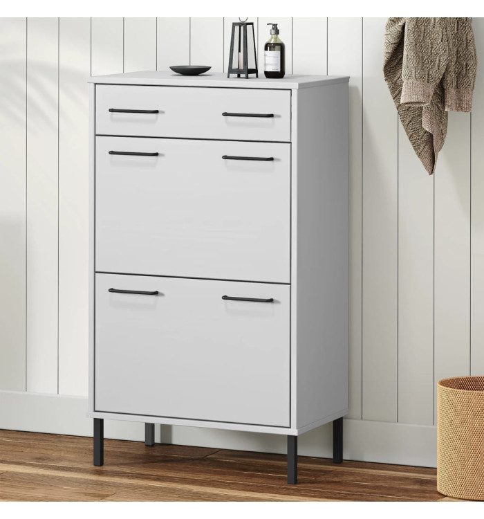 Étagère à chaussures et pieds en métal Blanc Bois de pin OSLO | Mobilier & Déco