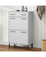 Étagère à chaussures et pieds en métal Blanc Bois de pin OSLO | Mobilier & Déco