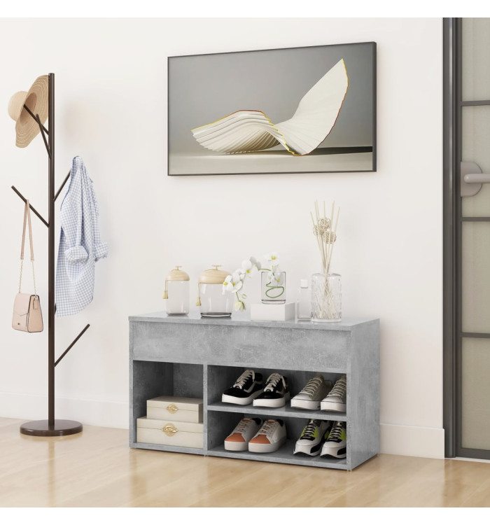 Banc à chaussures Gris béton 80x30x45 cm Bois d'ingénierie | Mobilier & Déco