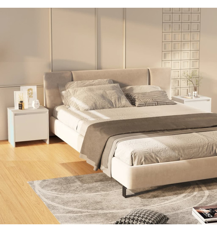 Tables de chevet 2 pcs blanc 45x34x44,5 cm bois d'ingénierie | Mobilier & Déco