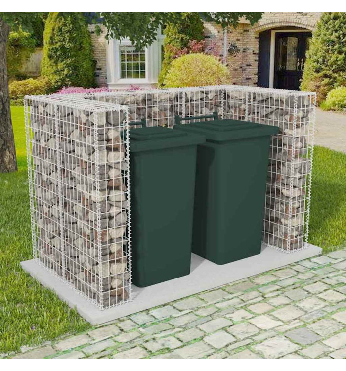 Cadre à gabion de poubelle double Acier 180 x 100 x 120 cm | Mobilier & Déco