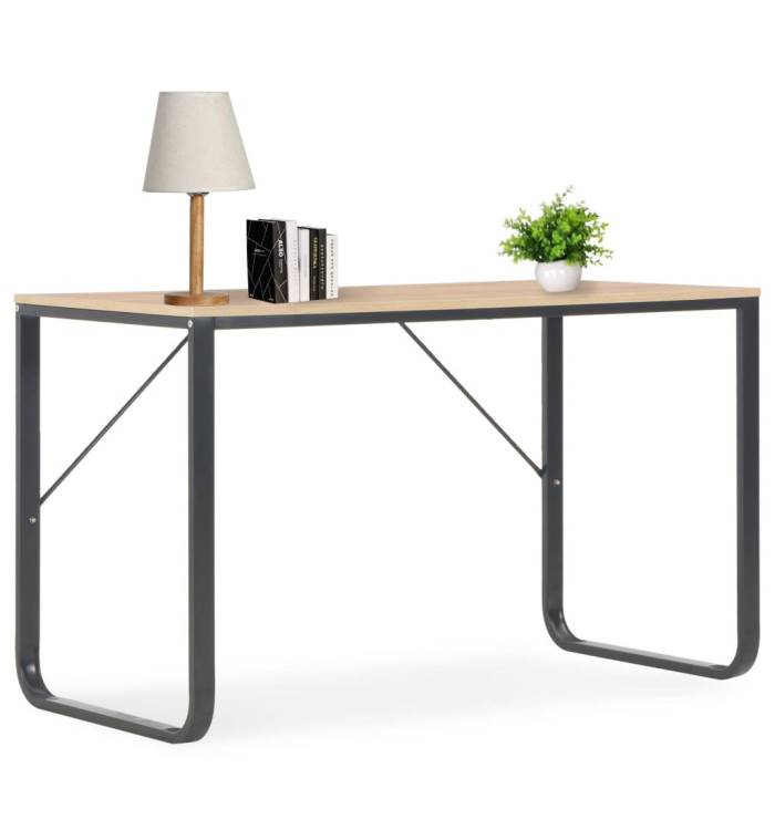 Bureau d'ordinateur Noir et chêne 120x60x73 cm | Mobilier & Déco