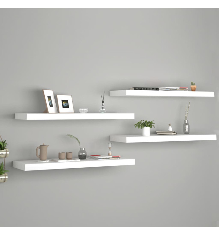 Étagères murales flottantes 4 pcs blanc 80x23,5x3,8 cm MDF | Mobilier & Déco