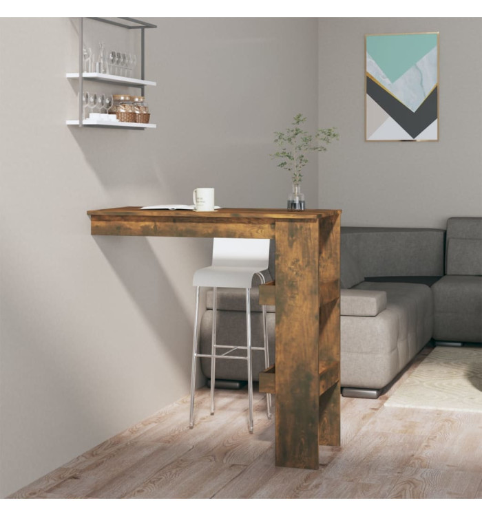 Table de bar murale Chêne fumé 102x45x103,5cm Bois d'ingénierie | Mobilier & Déco