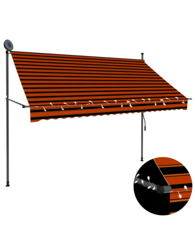 Auvent manuel rétractable avec LED 250 cm Orange et marron | Mobilier & Déco