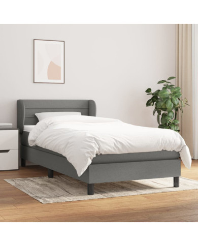 Sommier à lattes de lit et matelas Gris foncé 90x190 cm Tissu | Mobilier & Déco