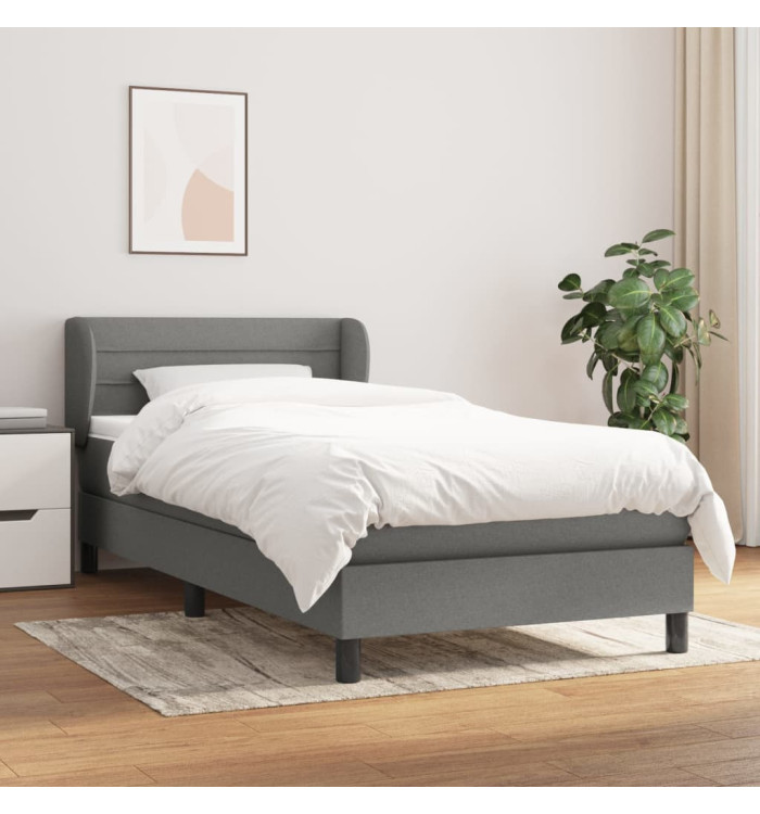 Sommier à lattes de lit et matelas Gris foncé 90x190 cm Tissu | Mobilier & Déco