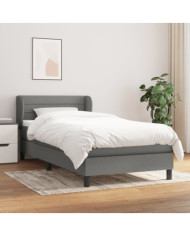 Sommier à lattes de lit et matelas Gris foncé 90x190 cm Tissu | Mobilier & Déco