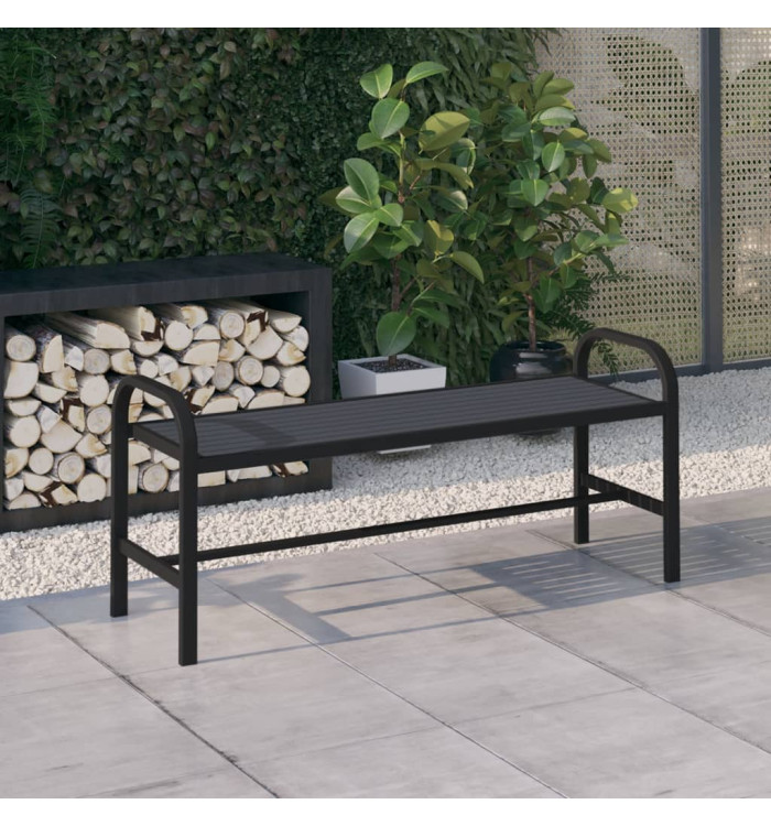 Banc de jardin 124,5 cm acier et WPC noir | Mobilier & Déco