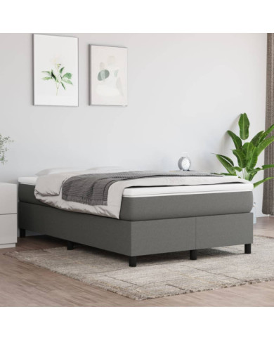Cadre de lit sans matelas gris foncé 120x200 cm tissu | Mobilier & Déco