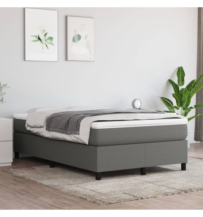 Cadre de lit sans matelas gris foncé 120x200 cm tissu | Mobilier & Déco