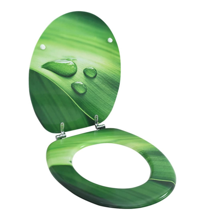 Siège de toilette avec couvercle MDF Vert Gouttes d'eau | Mobilier & Déco
