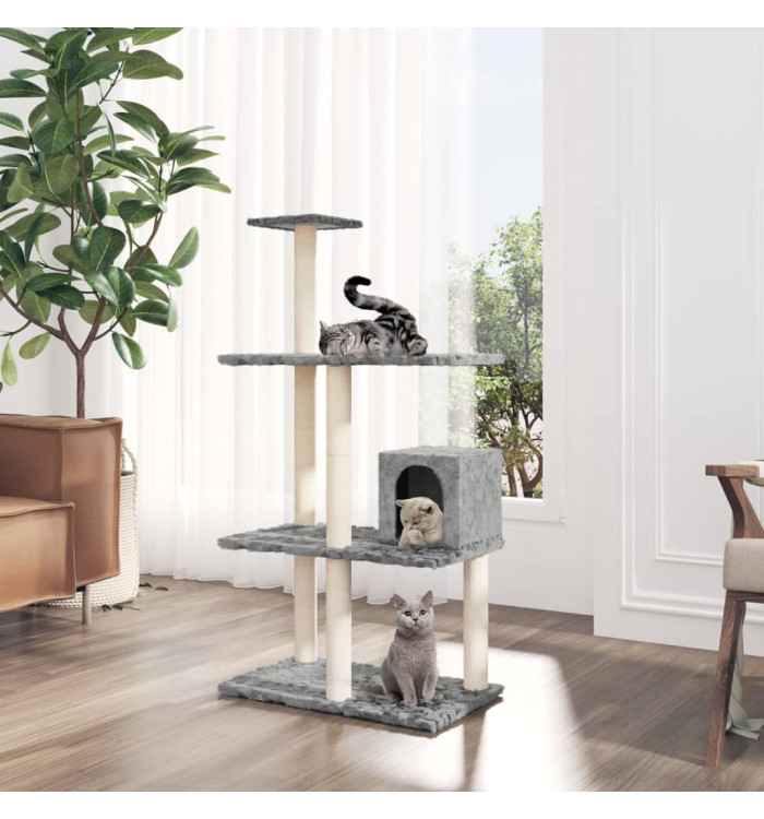 Arbre à chat avec griffoirs en sisal Gris clair 119 cm | Mobilier & Déco