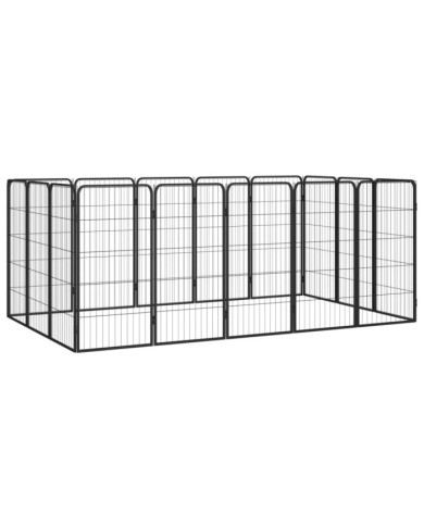 Parc pour chien 16panneaux Noir 50x100cm Acier enduit de poudre | Mobilier & Déco