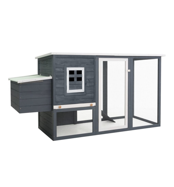 Poulailler d'extérieur avec 1 nichoir Gris Bois | Mobilier & Déco
