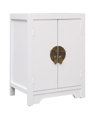 Table de chevet Blanc 38 x 28 x 52 cm Bois de Paulownia | Mobilier & Déco