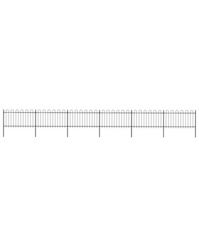 Clôture de jardin avec dessus en cerceau Acier 10,2 x 1 m Noir | Mobilier & Déco